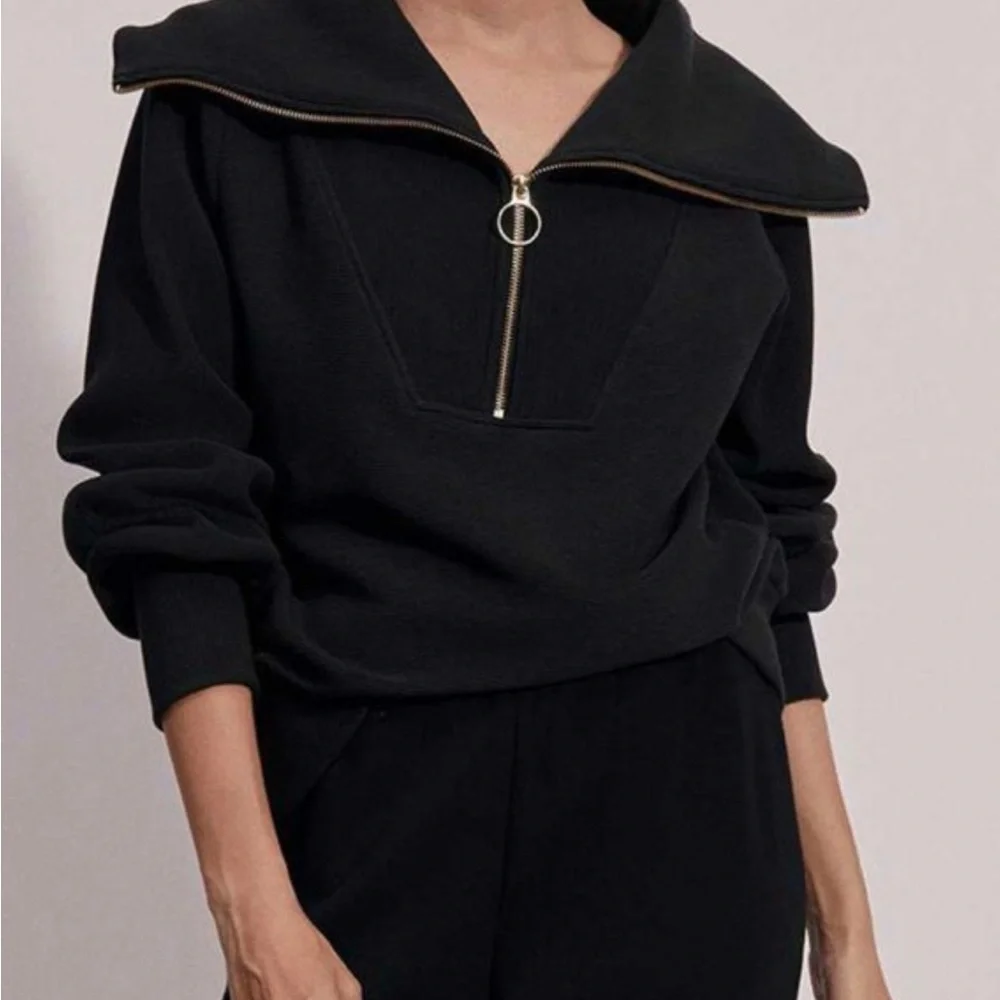 Varley Vine Half Zip Ottoman Rib Pullover with Gold Accents - Picture 2 of 9
